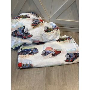 Pottery barn kids 100% cotton Thomas the train fitted and top sheet full size